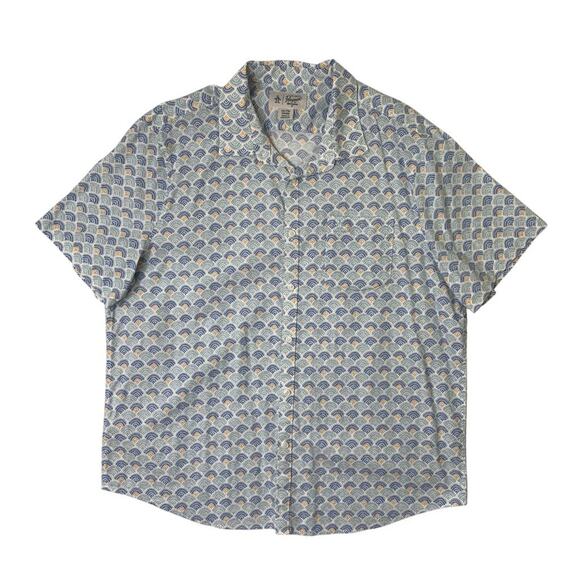 Original Penguin Other - Original Penguin Shirt Mens 2XL Linen Blend Seashell Tile Stretch Short Sleeve